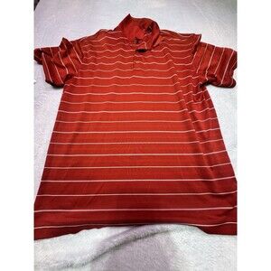 Nike Golf Polo Shirt Mens Size Medium Performance‎ Dri-Fit Polyester Red Stripe